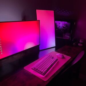Modern Home Office Setup with LED Monitors